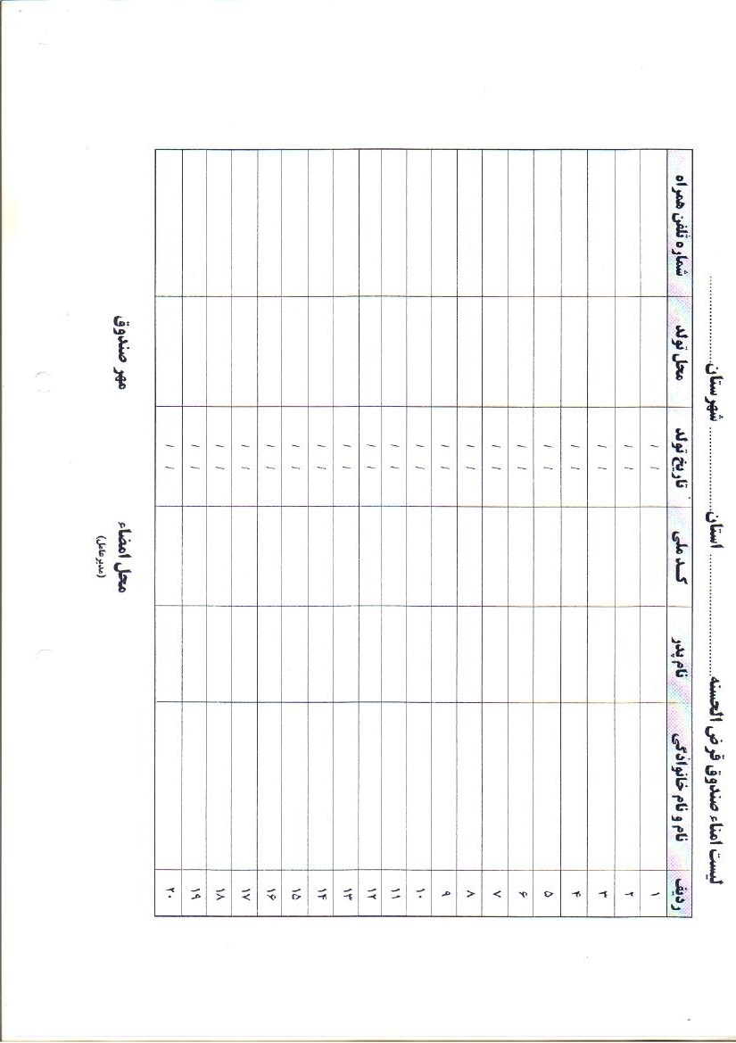 بخشنامه ها-مشخصات فردی اعضا امناء